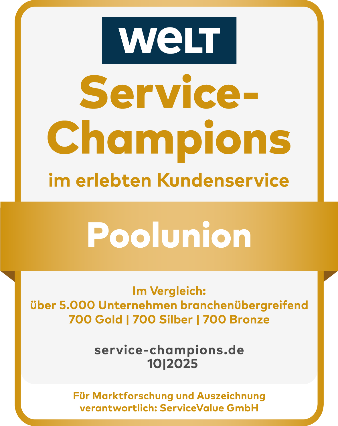 WELT Service-Champions Gold 2025 – Poolunion